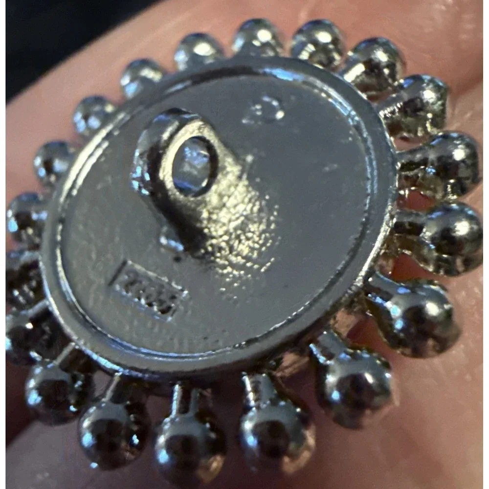 Kramer Of New York Vintage Button Silver Metal Mother of Pearl - Rare - Last One